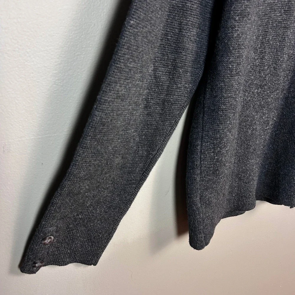 Raffi Knit Blazer Cardigan Men's Large Merino Wool Charcoal Grey Collar Pockets‎